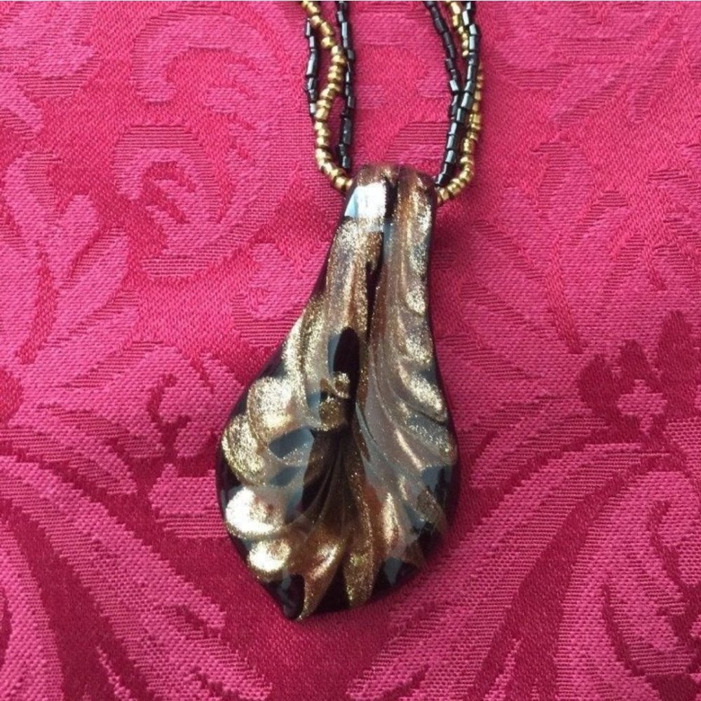 Black & Gold Necklace & Earring Set